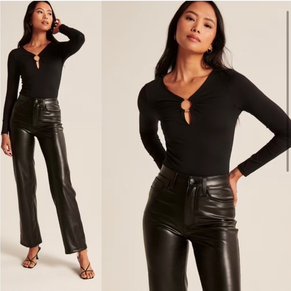 NWOT ABERCROMBIE Black Long Sleeve Seamless Keyhole Bodysuit